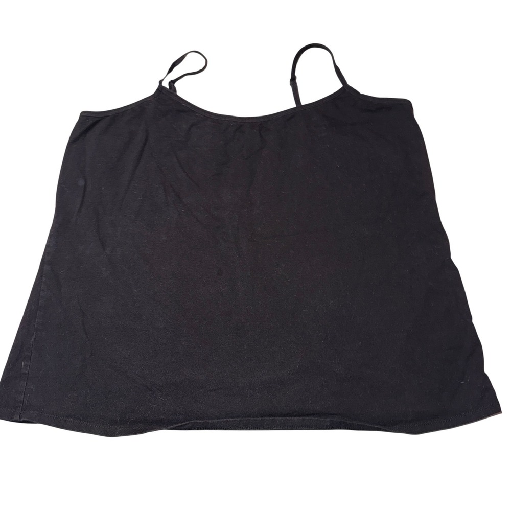 Lane Bryant Cami‎ Tank Top 22/24 Black Adjustable Spaghetti Strap Cotton Stretch